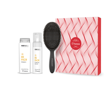 Balíček Framesi Morphosis Repair - Šampon 250ml + Posilující pěna + kartáč na vlasy