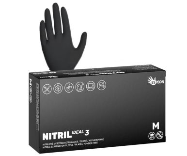 Nitrilové rukavice Nitril Ideal3 vel. M 100ks - černé, nepudrované