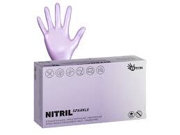 Nitrilové rukavice Nitril Sparkle vel. M 100ks - perleťově fialové, nepudrované