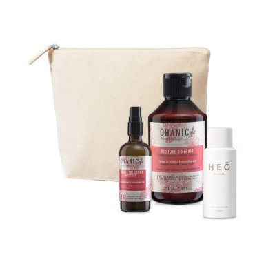 Ohanic Gift Set Repair Miracle - Regenerační set šampon + sprej + taštička + HEÖ mini
