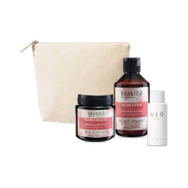 Ohanic Gift Set Repair - Regenerační set šampon + maska + taštička + HEÖ mini