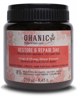Ohanic Restore & Repair Mask 3in1 250ml - Obnovující a regenerační maska na vlasy