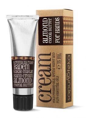 Sapunoteka Hands Cream Almond & Cocoa Butter 75ml - Hydratační krém na ruce mandle & kakao